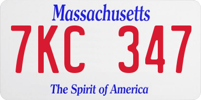 MA license plate 7KC347