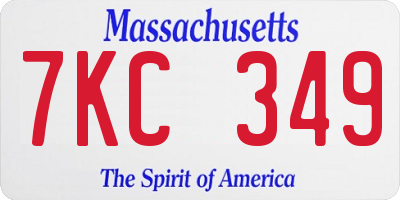 MA license plate 7KC349