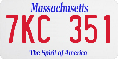 MA license plate 7KC351