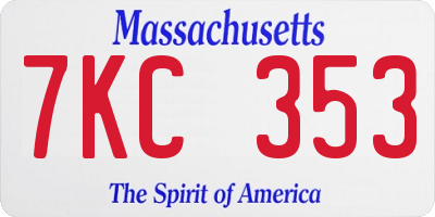 MA license plate 7KC353