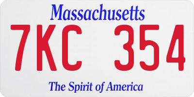 MA license plate 7KC354