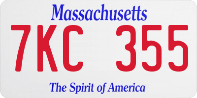 MA license plate 7KC355