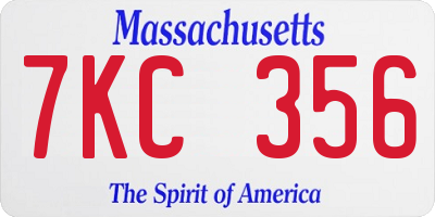 MA license plate 7KC356
