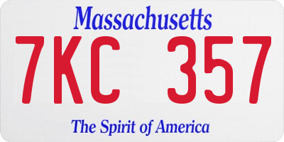 MA license plate 7KC357