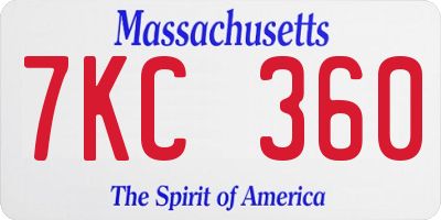 MA license plate 7KC360