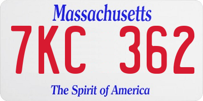 MA license plate 7KC362