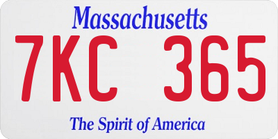 MA license plate 7KC365