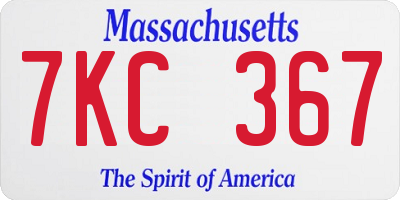 MA license plate 7KC367