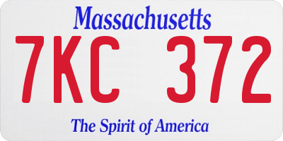 MA license plate 7KC372