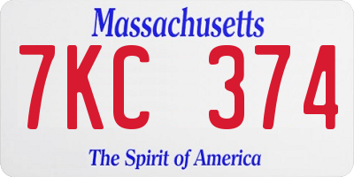MA license plate 7KC374