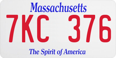 MA license plate 7KC376