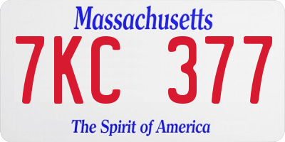 MA license plate 7KC377