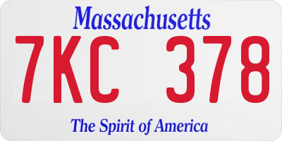 MA license plate 7KC378
