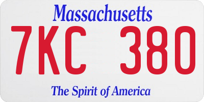 MA license plate 7KC380