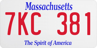MA license plate 7KC381