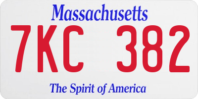 MA license plate 7KC382