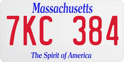 MA license plate 7KC384
