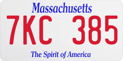 MA license plate 7KC385