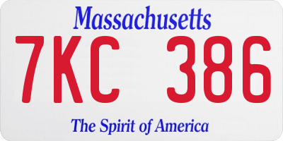 MA license plate 7KC386