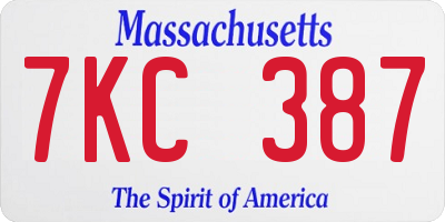 MA license plate 7KC387