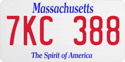 MA license plate 7KC388