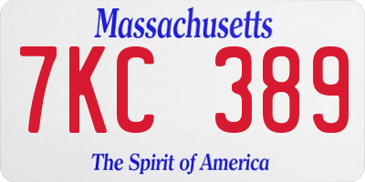 MA license plate 7KC389