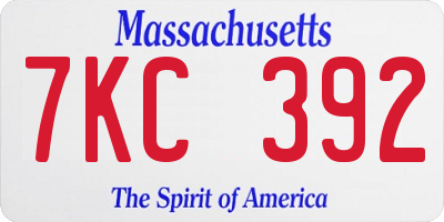 MA license plate 7KC392