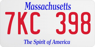 MA license plate 7KC398