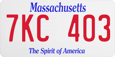 MA license plate 7KC403