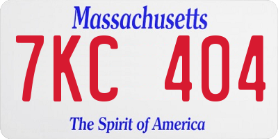 MA license plate 7KC404