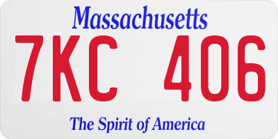 MA license plate 7KC406