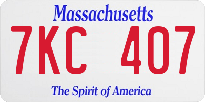 MA license plate 7KC407