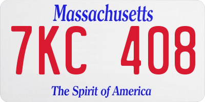 MA license plate 7KC408