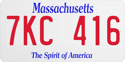 MA license plate 7KC416