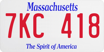 MA license plate 7KC418