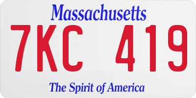 MA license plate 7KC419