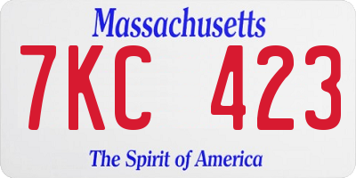 MA license plate 7KC423