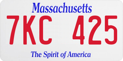 MA license plate 7KC425