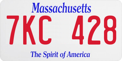 MA license plate 7KC428