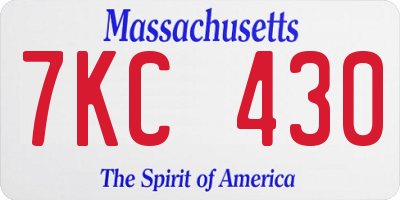 MA license plate 7KC430