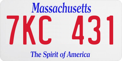 MA license plate 7KC431