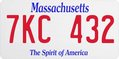 MA license plate 7KC432