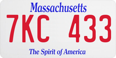 MA license plate 7KC433