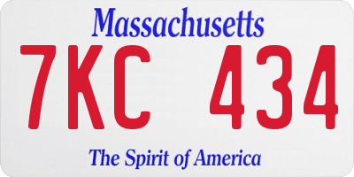 MA license plate 7KC434
