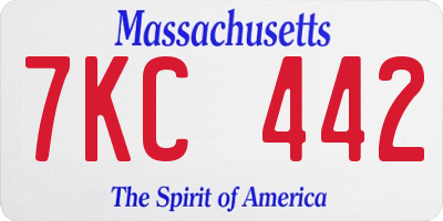 MA license plate 7KC442