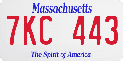 MA license plate 7KC443