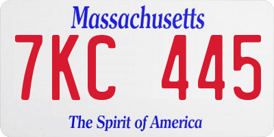 MA license plate 7KC445