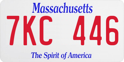 MA license plate 7KC446