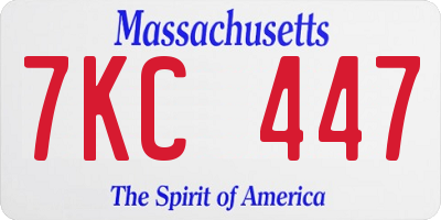 MA license plate 7KC447