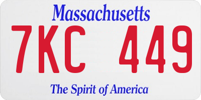 MA license plate 7KC449
